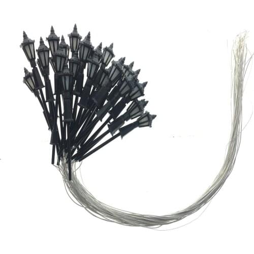 30pcs 3V 7cm Street Lamppost Model Railway Train Layout LED HO OO Scale for Diorama Scenery Decoration
