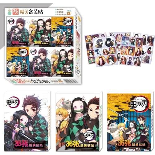 36 Pcs/Pack Demon Slayer Kimetsu no Yaiba Anime Decorative Sticker Waterproof Phone Laptop Stickers Label