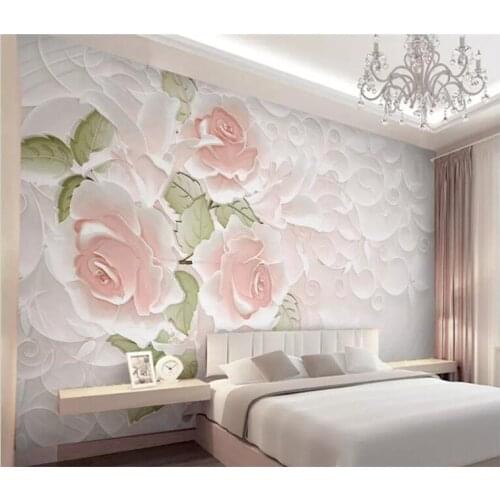 3D photo wallpaper stereoscopic relief rose simple European backdrop flower 3D large wall mural wallpaper Modern painting