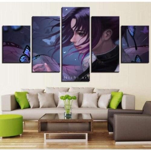 5 Piece Wall Art Canvas Anime Manga Vampire Hunter Posters Butterfly Modern Pictures And Prints Home Bedroom The Wall Decoration