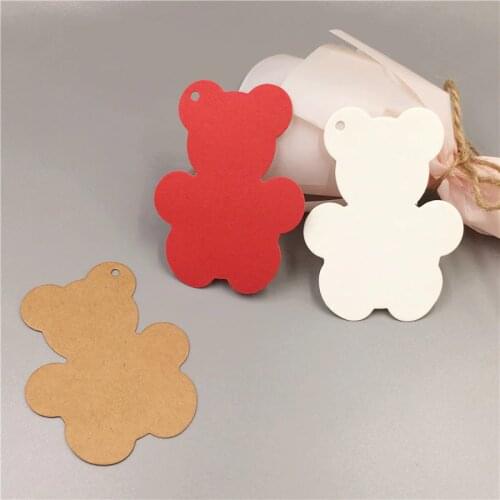 50PCS/Lot Kraft Blank Hang Tags Cute Bear Shape Gift Tags Paper Price Tag For Garments Chocolate Hanging Cards Price Label Tags