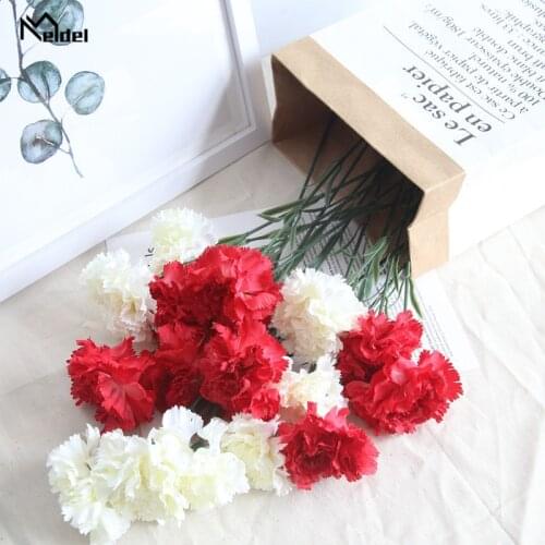 Single Branch 1 Head Artificial flowers Silk Carnation Red Fake Flowers Branch Home Decor Mothers Day Teachers' Day Gift Floral