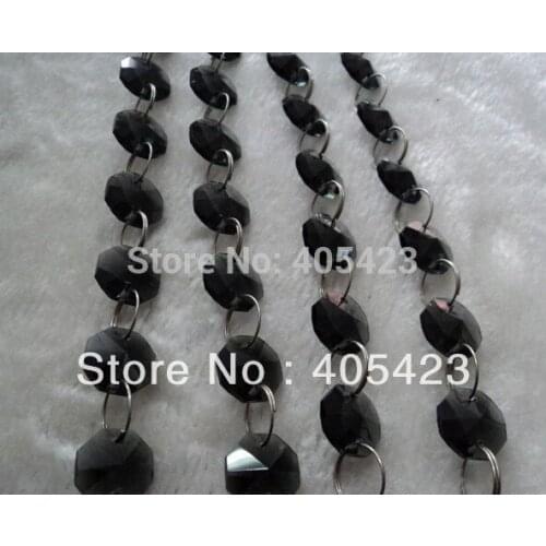 Free shipping!5meter/lot,AAA+ size 14mm Shining black color Octagon Crystal bead curtain/Wedding Decoration/Room Divider
