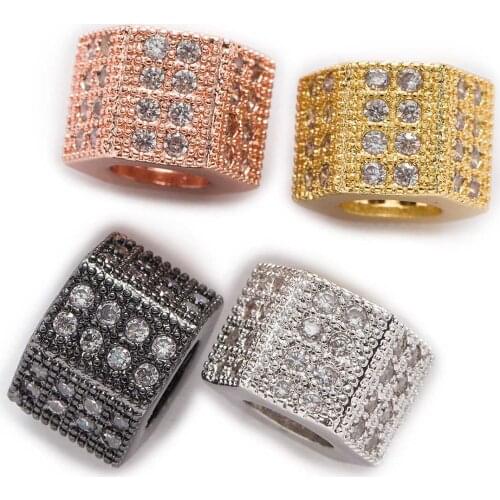 1 Piece Micro Inlays Zircon Hexagon Shaped Copper Beads For Jewelry Making Women Children DIY Bracelet Necklace Findings 8-10mm