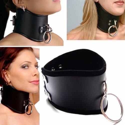 Black Tall PU Leather Buckle Posture Collar Gothic Adult Choker Neck Stretching Gothic Cosplay Role Play Costume