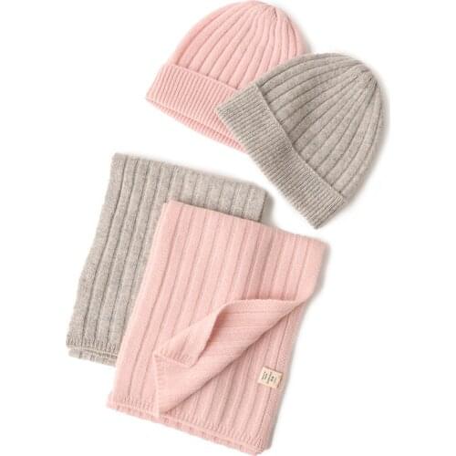 SHUCHAN Kids Hat Scarf Set Scarf, Hat & Glove Sets 100% Cashmere Children Fashion Scarf, Hat & Glove Sets 2 Piece Warm Winter