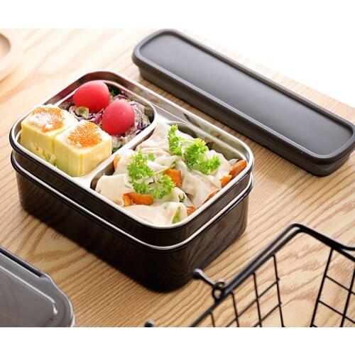OHFIN Double Layer Stainless Steel Lunch Box for Kids Portable Picnic Bento Boxs Set School Thermal Lunchbox Japanese Style