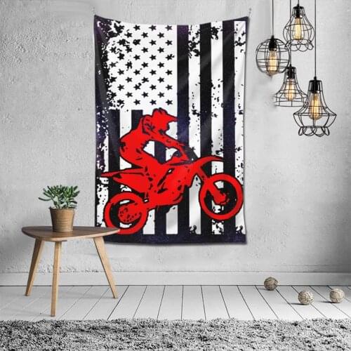 American Flag Graphic Motocross Dirt Bike Wall Tapestry with Art Nature Home Decoration