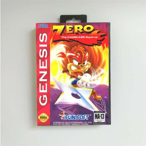 Zero the Kamikaze Squirrel - USA Cover With Retail Box 16 Bit MD Game Card for Sega Megadrive Genesis Video Game Console