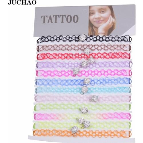 JUCHAO Soft Ceramics Crystal Collares Vintage Stretch Tattoo Choker Necklaces For Women Girl Charm Gothic Necklace Wedding gift