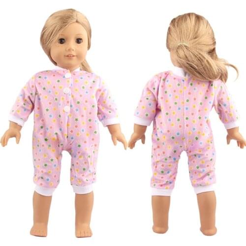Summer New Pattern Long Sleeved Printed Jumpsuit Pajamas Fit 18 Inch American&43cm Baby New Born Doll Clothes Accessories Girls