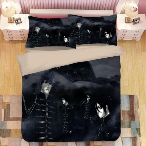 Anime Bleach Duvet Cover Set 3D Bedding Sets Luxury Cartoon Bed Set Include 1pcs Duvet Cover and 2pcs Pillow Covers