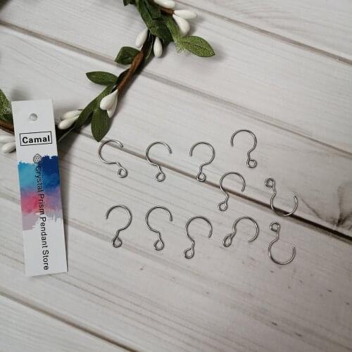 Camal 100pcs 17mm Chrome Metal Hook Hanger Connector for Crystal Prisms Chandelier Wedding Party Christmas Tree Ornament