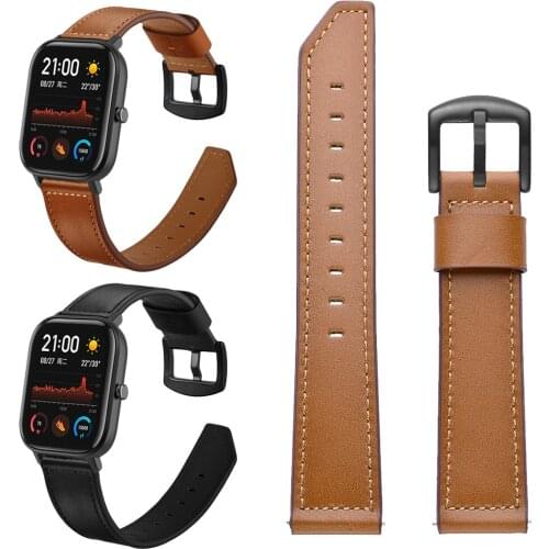 Brown Black Leather Strap for Xiaomi Huami Amazfit GTS / Bip lite / Amazfit GTR Stratos 3 Wrist Band Watchband Bracelet 22 20mm