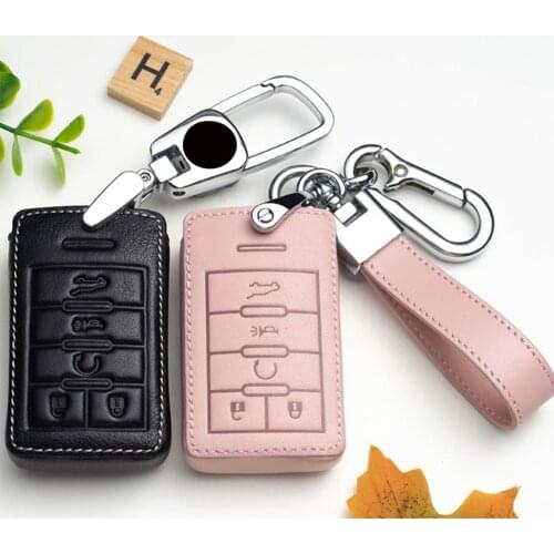 Leather Car Remote Key Smart Shell Fob Case Cover Holder Keyless For Cadillac CTS XTS ATS XLS SRX Keychains Styling Accessories
