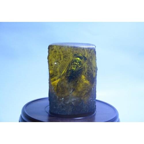 Fine Old Chinese amber cicada statue /sculpture, best collection&adornment,free shipping