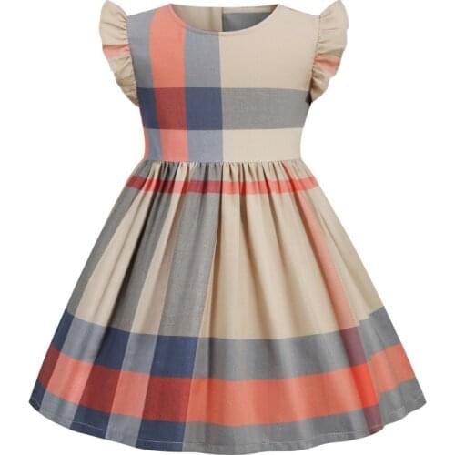 2021 Girl Summer Plaid Dress Children Classic Fashion New Party Casual Dress Cloth 1-8T for kids Sports Birthday Holiday Dress