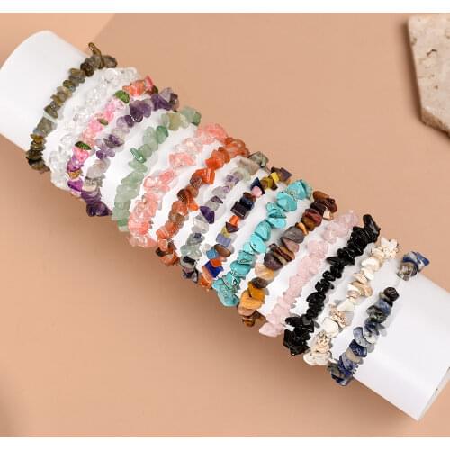 Hot Irregular Natural Crystals Chakras Stone Bracelet Beads Chips Jewelry Bracelets Yellow Crystals Clear Crystals Aquamarines