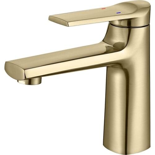 Brushed gold brass bathroom sink faucet cold hot water basin mixer faucet single handle single hole top quality bathroom faucet