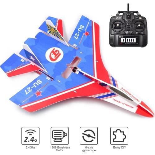 SU27 MINI Airplane 2.4G Brushless Motor RC Airplane Aircraft Outdoor Flight Remote Control Toys for Kids Boys DIY Assembly RTF