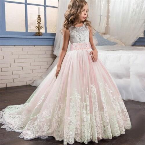 Fancy Girl Wedding Party Dresses Prom Gown Embroidery Princess Dress Flower Girls Costume Dress For Teenage Girls Clothes 6-14Y
