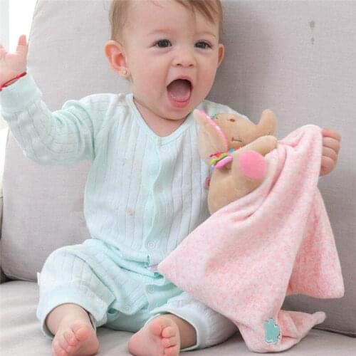 Cartoon Puppy Deer Elephant Soothing Towel Baby Toy Soft Cloth Baby Bedtime Sleep Blanket Baby Rattles Toy Birthday Gift