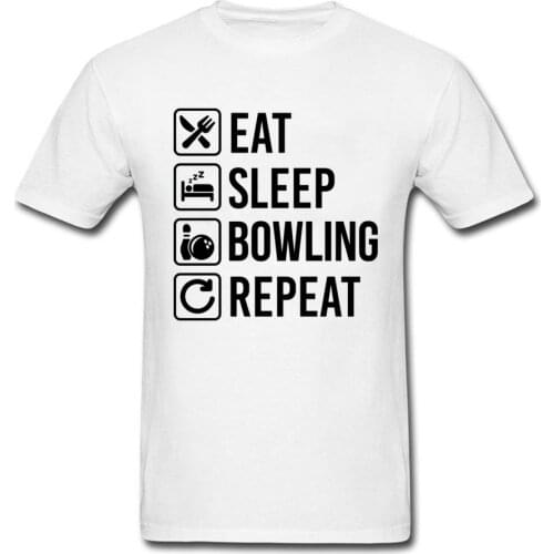Black Text Redact Men T Shirt Quotes Eat Sleep Bowlinger Repeat Husband Tshirt Best Gift Adult Youth Fashion Tee Shirt Latest