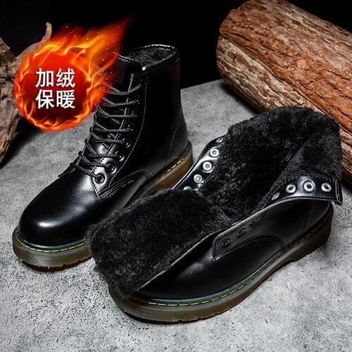 Men Casual Shoes Plus velvet Mid-Calf Short Boots Comfortable Basic Boots Waterproof New Men Shoes Fashion Ankle Boots Keep warm
