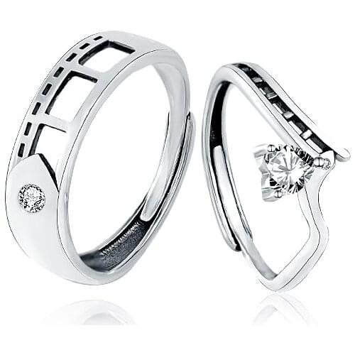 S925 Sterling Silver Couple Ring Set Engagement Wedding Fashion Valentines Day Gift