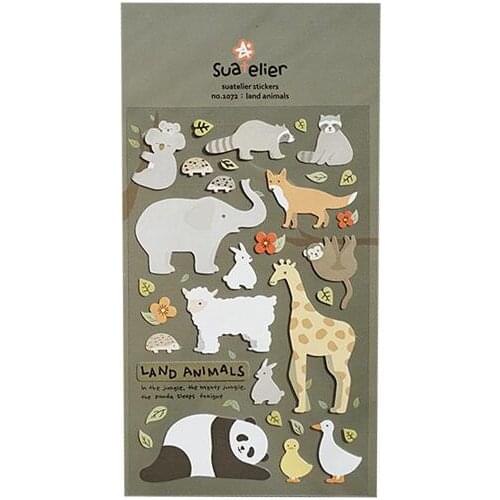 Terrestrial Animals Decorative Washi Stickers Scrapbooking Stick Label Diary Stationery Album Stickers