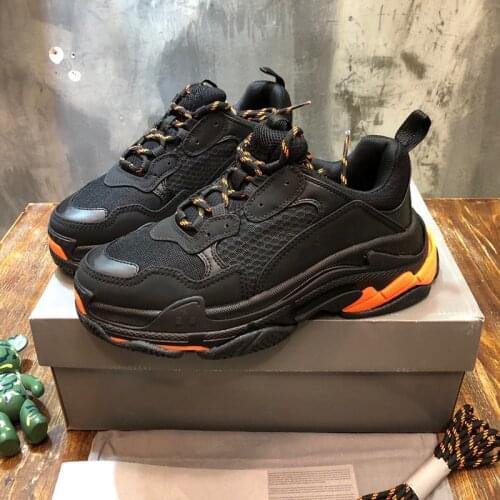 New Arrival Mixed Color Orange Black Lace up Fashion Sports Man Sneaker Woman Triple S Designer Shoes Low Cut Top Quality Shoes