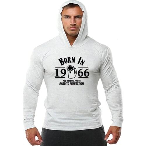 Autumn Winter Born In 1966 53th Year Birthday Age Present Beer Funny Aged Hoodies Men Vintage 1966 Classic Fatherday Gift TShirt