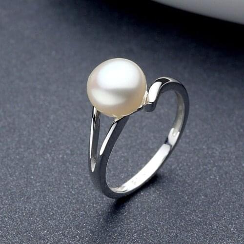 Sinya 925 Sterling Silver Pearl Wedding Ring For Women Girls Lover Pearl Dia 8mm Fashion Design Jewelry Engagement Ring