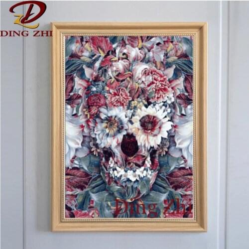 Full Square Round Drill Diamond Painting 5D Skull Flower Picture DIY Cross Stitch Mosaic Embroidery Handmade Decor Wallpaper