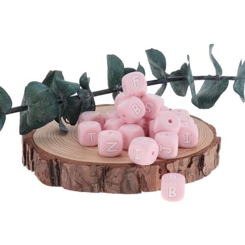 200pc Silicone Letter Beads Baby Teether Alphabet Bead Silicone Teething Baby Goods Teether For Teeth BAP Free Pink Toys Sensory