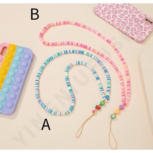 2021 Colorful Acrylic Bead Long Mobile Phone Chain Cellphone Strap Anti-lost Lanyard For Women Summer Jewelry Phone Accessories