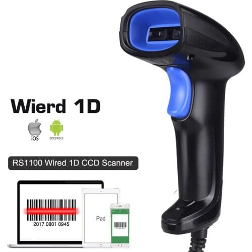 Handheld USB wired Bar Code Reader Plug and Play 1D CCD Barcode Scanner with screen scan for supermarket Restaurant Express