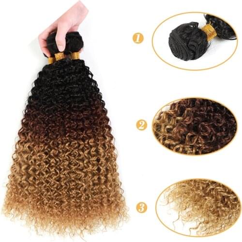 Aigemei 3pcs Kinky Curly Synthetic Hair For Women High temperature Fiber long short Ombre African American