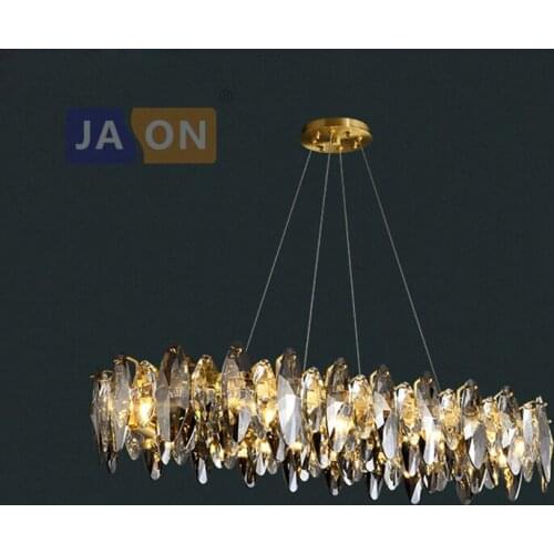 LED Modern Oval Crystal Suspension Luminaire Lampen Chandelier Hanging Lamp Lighting Lustre Chandelier Lighting For Dinning Room
