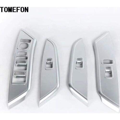 TOMEFON 4pcs For Acura CDX 2016 2017 2018 ABS Chrome Armrest Panel Window Switch Botton Cover Car Interior Accessories