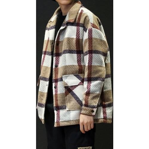2020 Mens Trench Khaki Winter Plaid Design Woolen Coat Men Fashion Single Breasted Pea Jacket Big Size 5XL Red Overcoats #3093