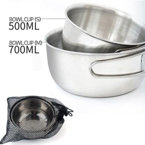 Outdoor Portable 304 Stainless Steel Folding Bowl Multifunctional Cookware 500/700ml Camping Picnic Equipment Steamer Pot