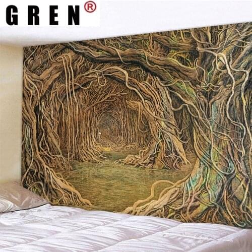GREN Home Decor Tree Hole Tapestry Wall Hanging Wall Covering Rugs Mural Background Cloth Beach Towel Fabric Yoga Blanket