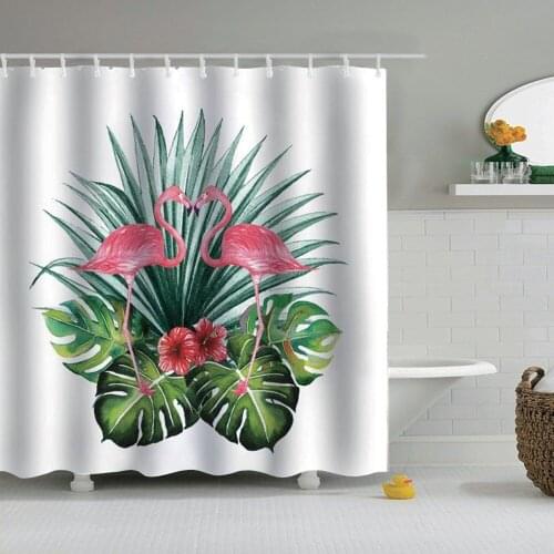 Dafield Flamingo Shower Curtain Couple Kissing Romance Passion Partners in Love Watercolor Effect Fabric Bathroom