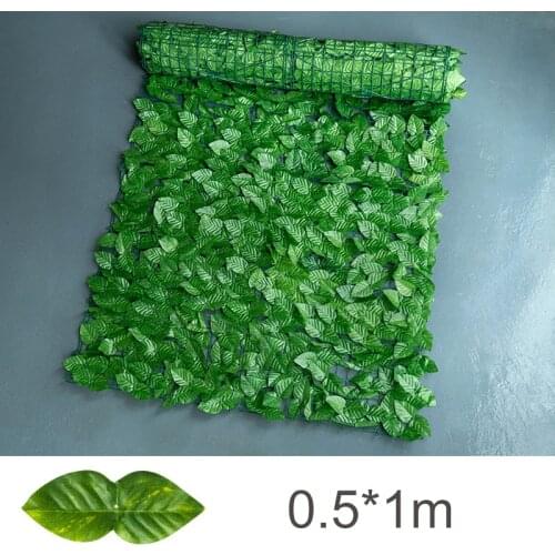 Artificial Flowers Plant Garden Decoration Green Palm Leaf Fake Flower Privacy Screen Panels Rattan Outdoor Hedge Home Decor
