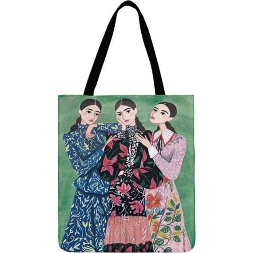 Ladies Shoulder Bag American Country Girl Painting Print Tote Bag For Women Casual Tote Outdoor Beach Bags Foldable Shopping Bag