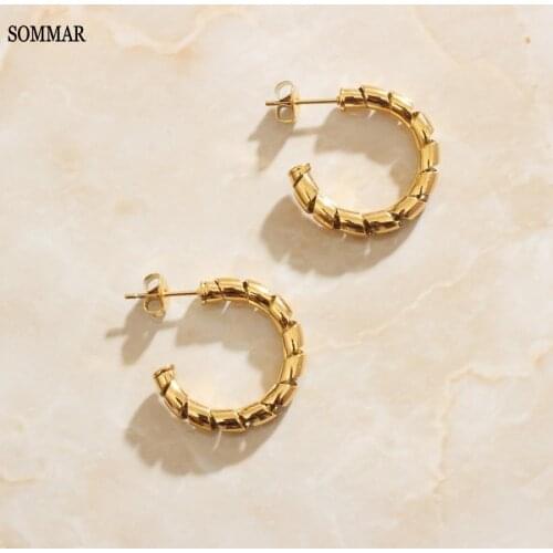 SOMMAR gifts Gold color Perfume women stud earrings Minority geometry women earrings Costume Jewellery