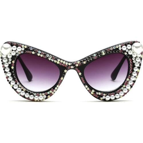 2019 Fashion Diamond Women Luxury Oversized Lady Sunglasses Vintage Black Bling Bling Sun Glasses Shades for Women UV400 NX