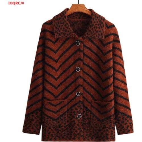 Winter Cardigan Jacket Elderly Women Knit Sweater Coats Plus size Knitted Tops Grandma Thicked Warm Sweaters Cardigans 4XL W1674