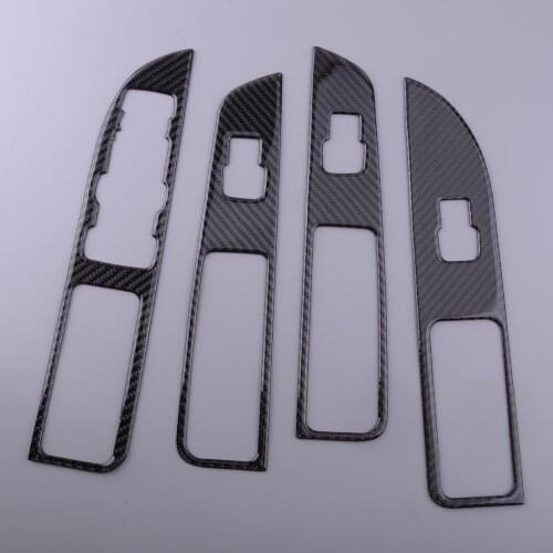 1 Set Car Window Switch Panel Cover Trim Frame Bezel Black Carbon Fiber Fit for Ford Explorer 2013 2014 2015 2016 2017 2018 2019
